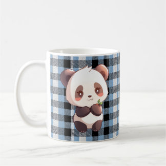 Caneca De Café Blue Plaid Panda Double-Sided Design