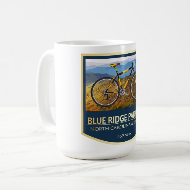 Caneca De Café Blue Ridge Parkway (bike2) (Frente Esquerda)