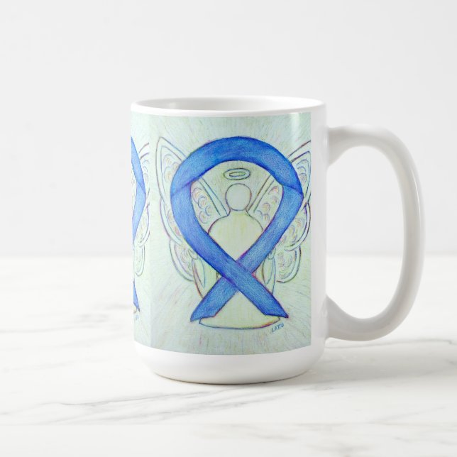 Caneca De Café Blue River Awarness Ribbon Angel Art Mug (Direita)