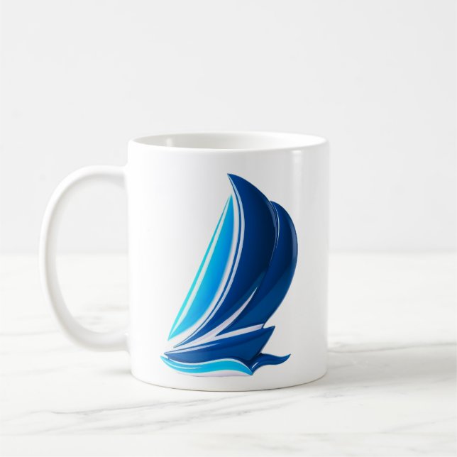 Caneca De Café Blue Sailboat Adventure (Esquerda)