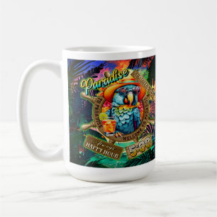 Caneca De Café Blue Sassy Parrot Chill Beber Paraíso Feliz Hora