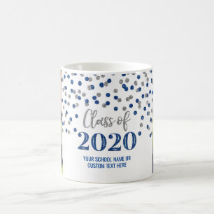 Caneca De Café Blue Silver Class of 2020 Photo Graduation Mug