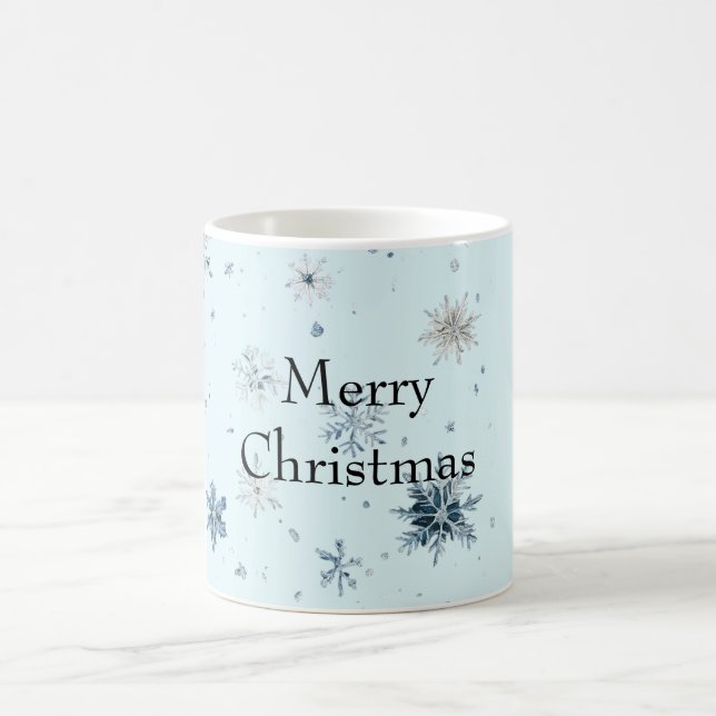 Caneca De Café Blue Snowflakes Christmas (Centro)