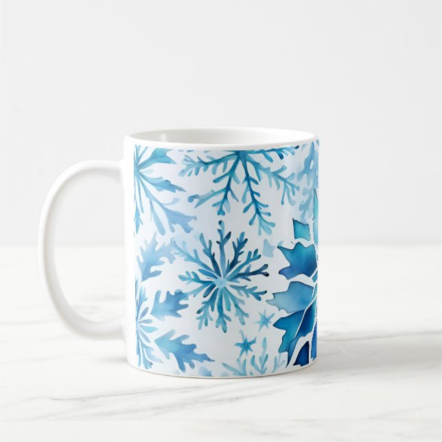 Caneca De Café Blue Snowflakes Winter magic wart  (Esquerda)