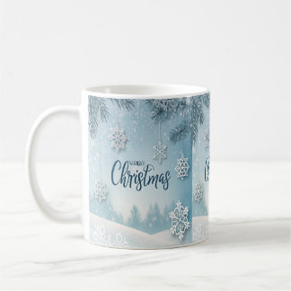 Caneca De Café Blue Soft & Calm Christmas Snow Crystal Design- 