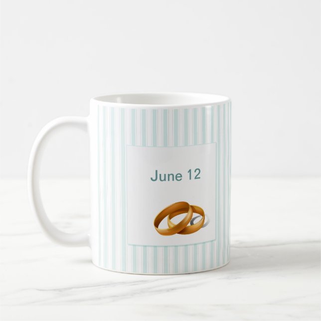Caneca De Café Blue Stripes - Anéis de Casamento (Esquerda)