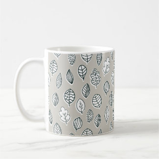 Caneca De Café Blue Tan Leaf Farmhouse Country Cute Russo