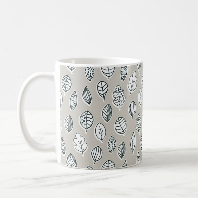 Caneca De Café Blue Tan Leaf Farmhouse Country Cute Russo (Esquerda)
