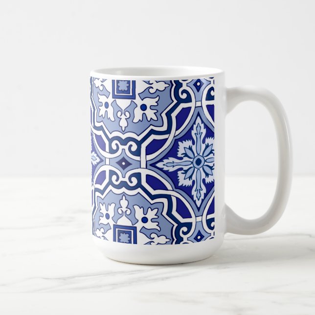 Caneca De Café Blue tiles,Mediterranean tiles,majolica    (Direita)