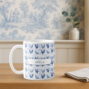 Caneca De Café Blue Toile Country Farmhouse Mug