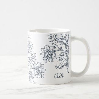 Caneca De Café Blue Vintage Floral Mug
