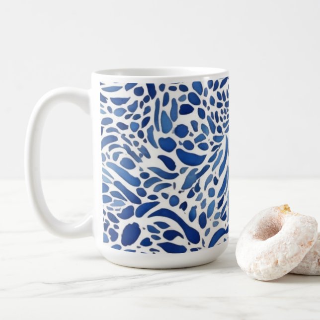 Caneca De Café Blue Watercolor Paints (Com Donut)