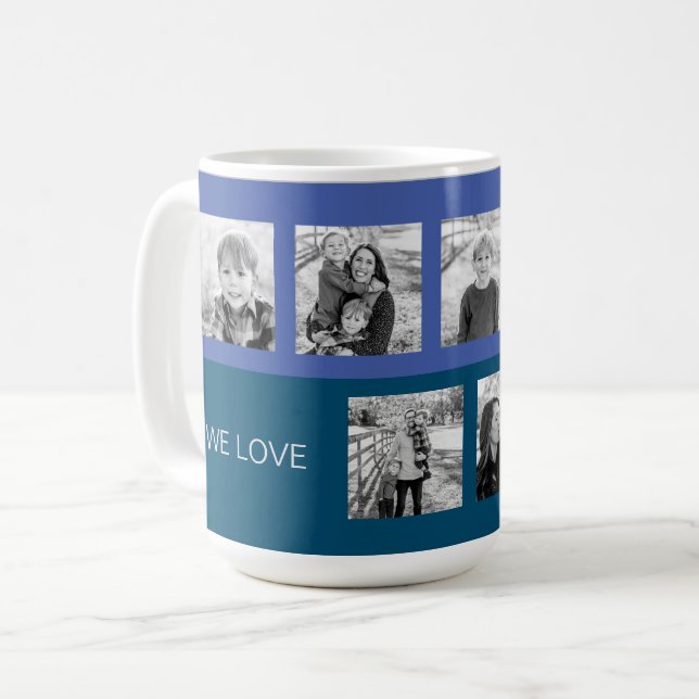 Caneca De Café Blue We Love You Avô Seis Photo Mug (Frente Esquerda)