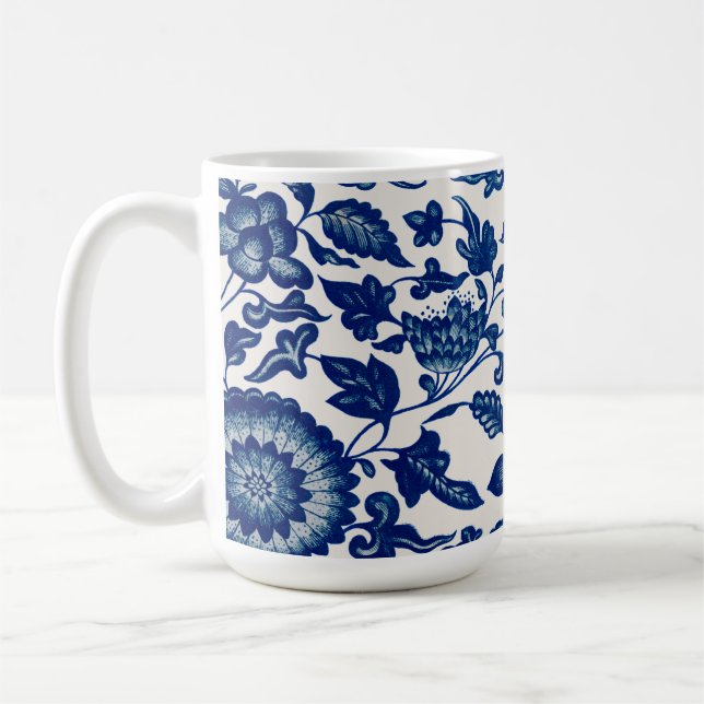 Caneca De Café Blue White Wildflower French Country Chinoiserie  (Esquerda)