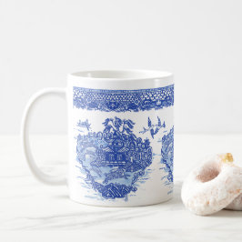 Caneca De Café Blue Willow Rabbit Hare Isle Isle of Animais Diver