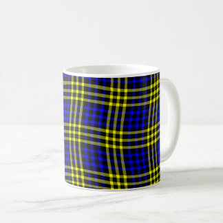 Caneca De Café Blue Yellow Plaid Checker Seamless Pattern