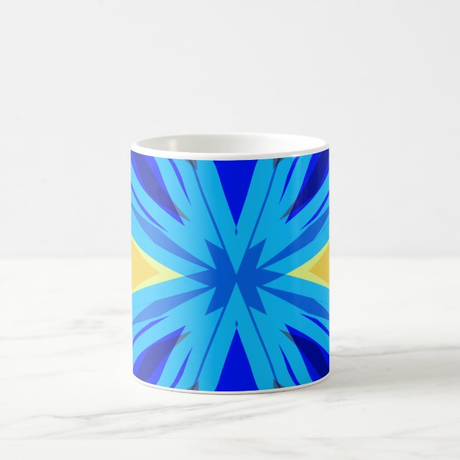 Caneca De Café Blue Yellow Winter Christmas Xmas Star Starburst (Centro)