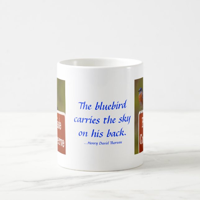 Caneca De Café Bluebird com citações de Thoreau 15 onças (Centro)