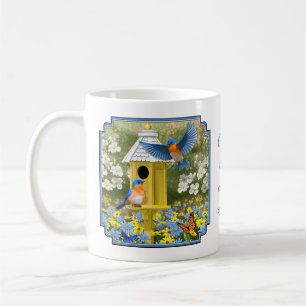 Caneca De Café Bluebird e Casa Branca Amarela