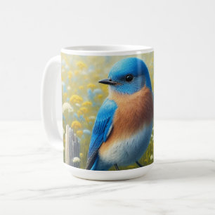 Caneca De Café Bluebird Empenhado na cerca de madeira