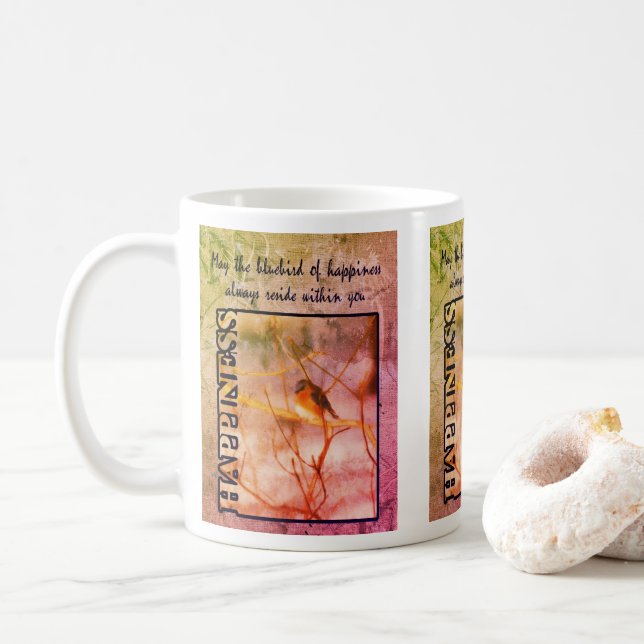 Caneca De Café Bluebird Of Happy Art Inspirational (Com Donut)