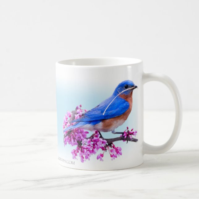 Caneca De Café Bluebird oriental com dogwood e redbud (Direita)