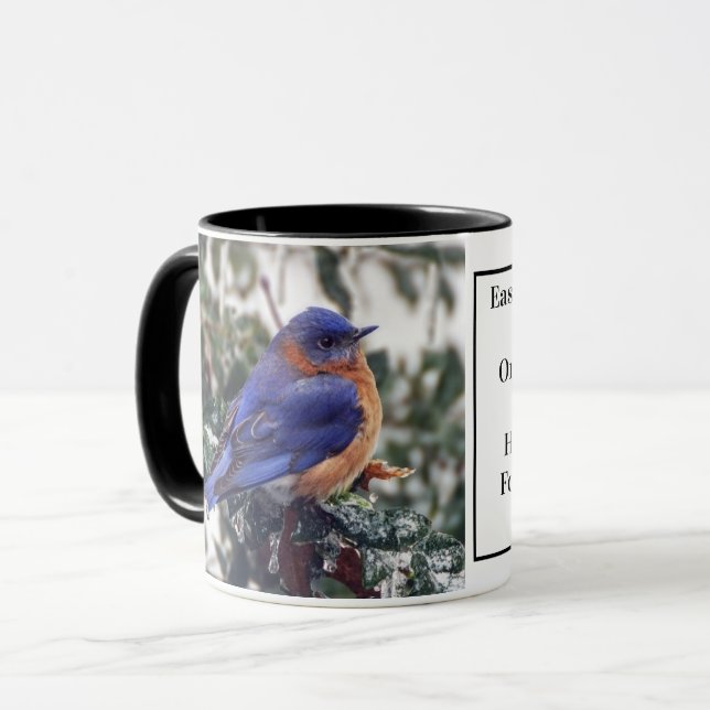 Caneca de café Bluebird oriental com identificação (Frente Esquerda)