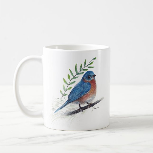 Caneca De Café Bluebird Pird Art Coffee Mug (Esquerda)