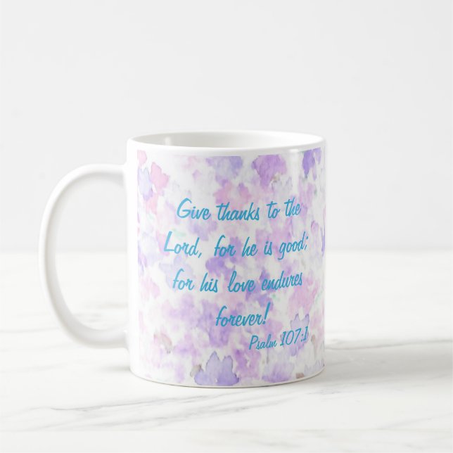 Caneca De Café Bluebird Watercolor Scripture Mug Psalm 107 (Esquerda)