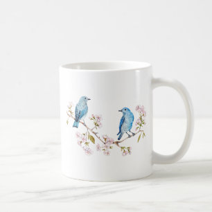 Caneca De Café Bluebirds da montanha no ramo de Sakura