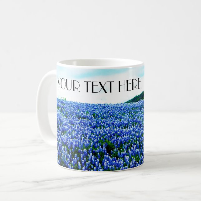 Caneca De Café Bluebonnets Blue Flowers Texas texan Floral Café (Frente Esquerda)