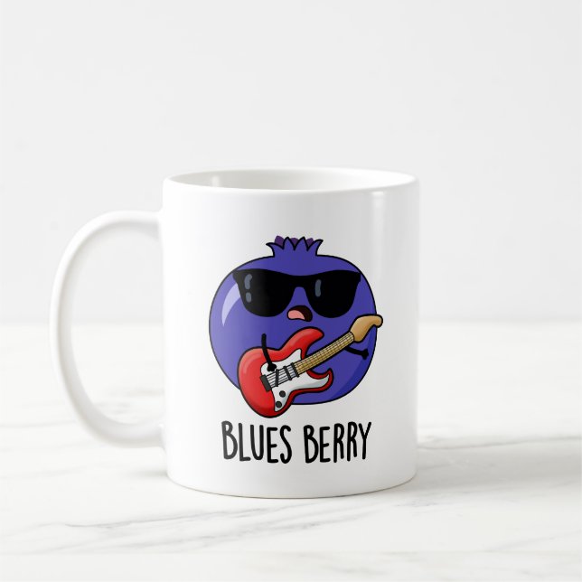 Caneca De Café Blues Berry Funny Fruta Pun (Esquerda)