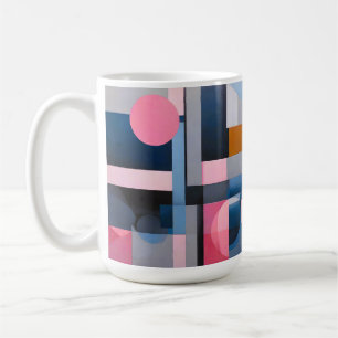 Caneca De Café Blues e Pinks Sutis na Abstração Geométrica