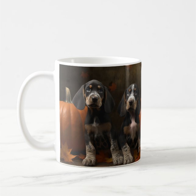 Caneca De Café Bluetick Conhound Puppy Autumn - Pumpkin (Esquerda)