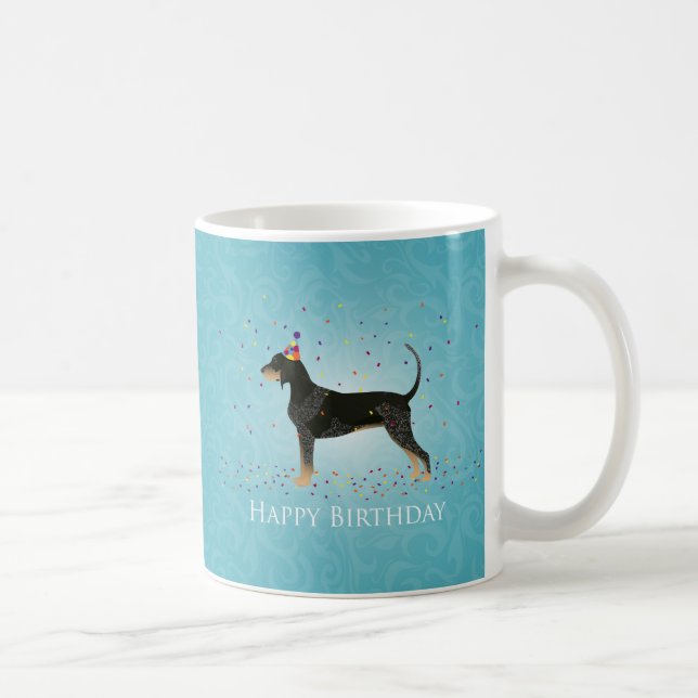 Caneca De Café Bluetick Coonhound Happy Birthday Design (Direita)