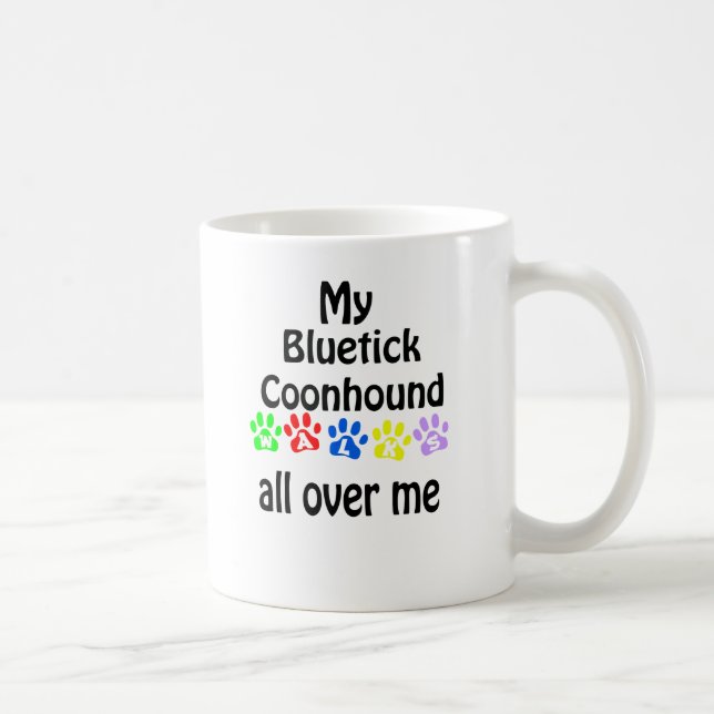 Caneca De Café Bluetick Coonhound Walks Design (Direita)