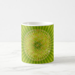 Caneca De Café Blume des Lebens klein green radial BG
