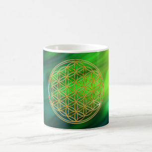 Caneca De Café Blume des Lebens ondas klein verdes BG