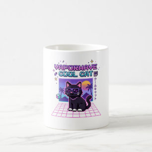 Caneca De Café Blusão com Gráfico de Gato Legal Vaporwave Y2K P