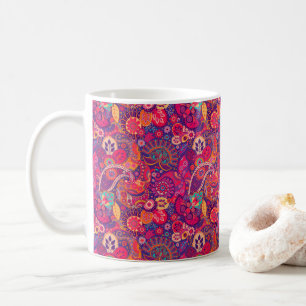 Caneca De Café Blush Bloom: Padrão de Jardim Rosa Artístico