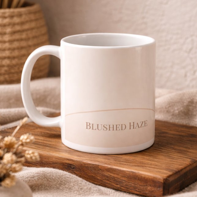 Caneca De Café Blush Ivory Arc Glow Classic Mug, 11 oz (Minimal Blushed Haze script with warm neutral color blend)