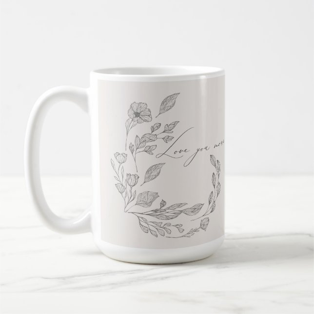 Caneca De Café Blush Mão Desenhado Amor Botânico Mais Citação (Esquerda)