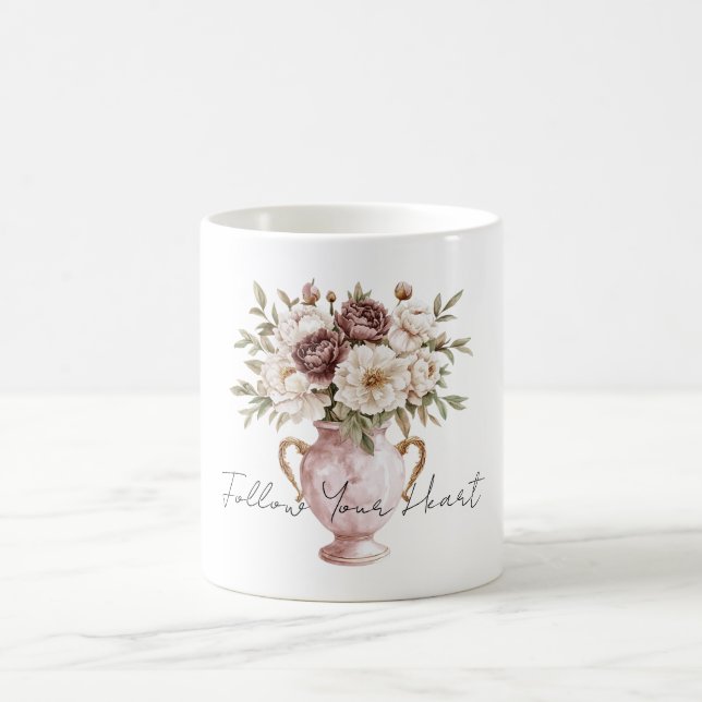 Caneca De Café Blush Pink Vase Chocolate Cream Flowers (Centro)