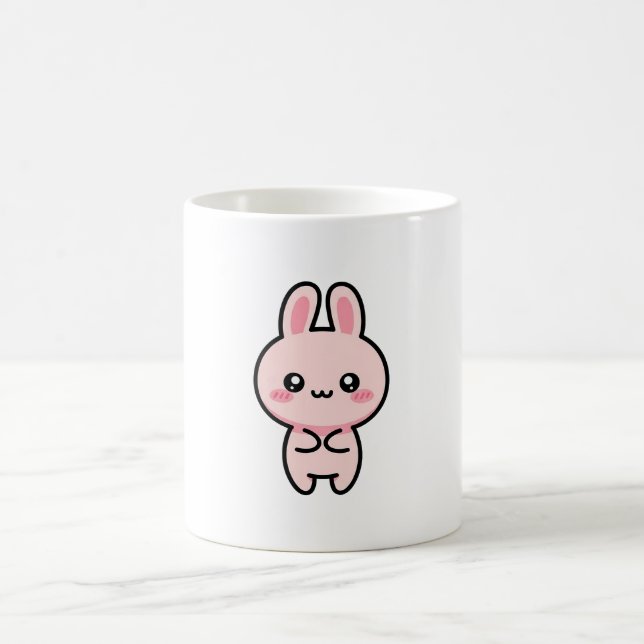 Caneca De Café Blushing Bunny – Cute Kawaii Illustration (Centro)
