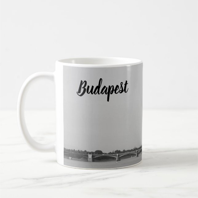 Caneca De Café BnW Parlamento de Budapeste e Danúbio (Esquerda)