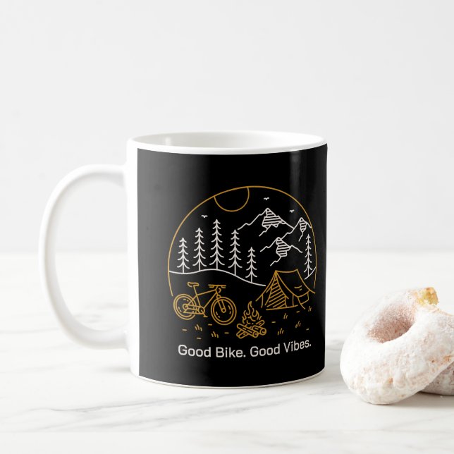 Caneca De Café Boa Bicicleta Boas Vibrações (Com Donut)