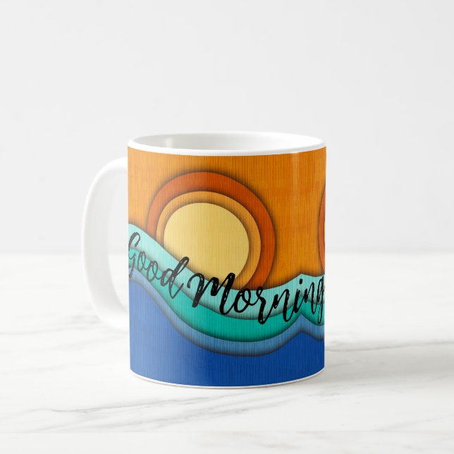 Caneca De Café Boa Manhã Café Caneca Sol e Nascer do Sol (Frente Esquerda)