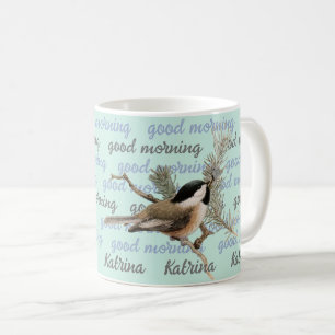 Caneca De Café Boa Manhã Personalizada Woodland Chickadee Mug