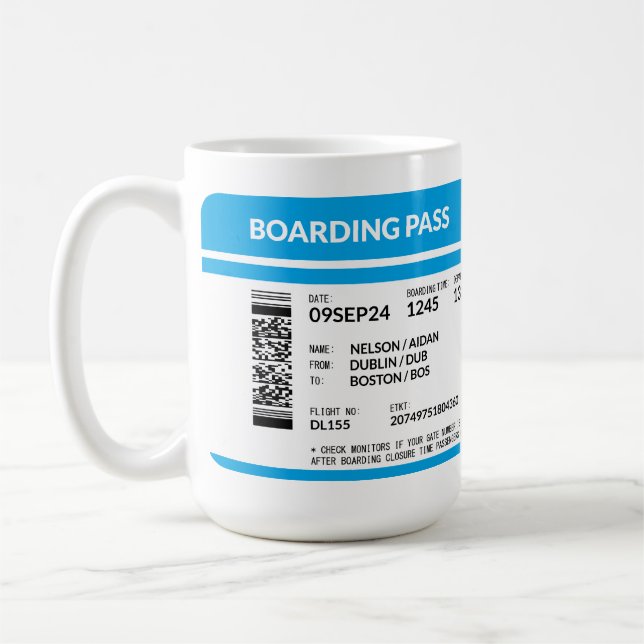 Caneca De Café Boarding Pass (blue) (Esquerda)