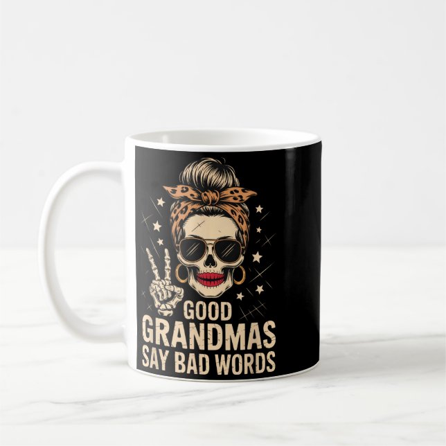 Caneca De Café Boas Avós Dizem Palavras ruins Esqueleto Caveira L (Esquerda)